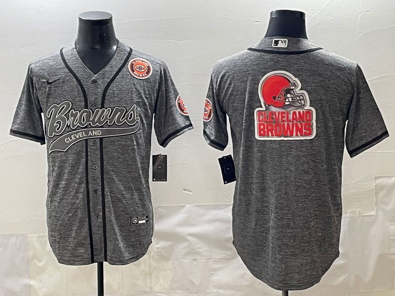 Men 2025 Cleveland Browns Blank Grey Joint Name Nike Limited NFL Jersey style 1->cleveland browns->NFL Jersey